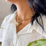Chunky Chain Heart Charm Necklace