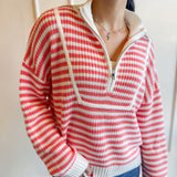 Striped Half Zip Sweater