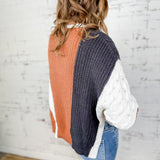 Colorblock Cableknit Sweater