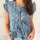 Floral Quilted Ruffle Vest