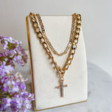 Chain Rhinestone Cross Necklace