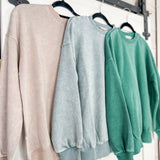 Acid Washed Fleece Oversized Pullover