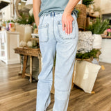 High Rise Drawstring Jeans