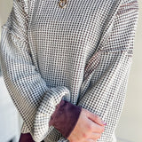 Cozy Waffle Knit Contrast Pullover