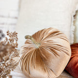 10” Beige Velvet Pumpkin
