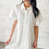 Sweet Eyelet Button Front Dress