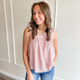 Strawberry Stripe Bow Tank