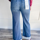 Risen Pinstripe Wide Leg Denim