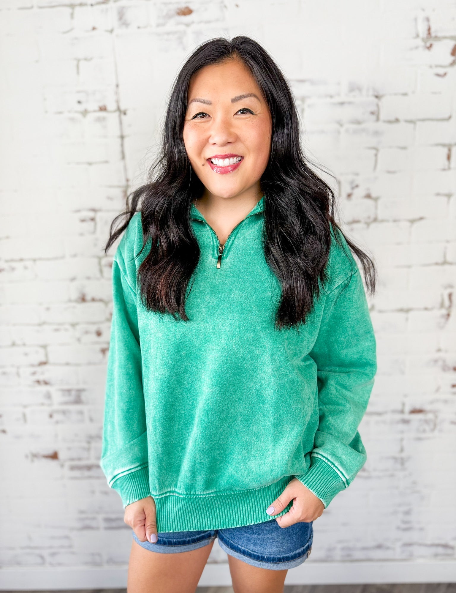 Acid Wash Half-Zip Pullover