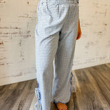 Blue Gingham Wide Leg Pants