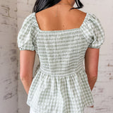 Gingham Puff Sleeve Top