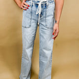 High Rise Drawstring Jeans