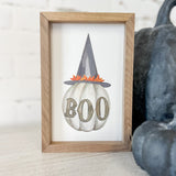 5 x8" Boo Pumpkin With Hat White