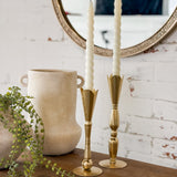 Gold Tulip Taper Candle Holder | 9, 10"