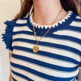 Striped Flutter Sleeve Sweater Top