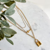 Locket + Cross Layered Necklace