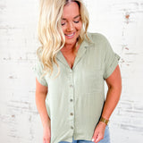 Short Sleeve Button Down Top