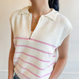 Zip It Chic Striped Sweater Vest