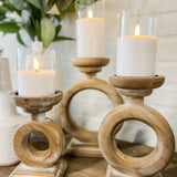 Round Wood Candle Holders