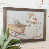 Cozy Snowman Barnwood Framed Wall Art | 17.5 x 13"