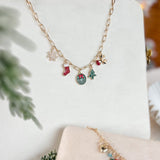 Wish You Merry Christmas Stocking Charm Necklace
