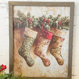 Vintage Stockings Barnwood Framed Wall Art | 16x20"