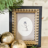 Oval Snowman Framed Antique Art | 5x7"