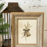 Bell With Pine Framed Antique Art | 10x12"