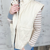 Cream Quilted Cotton Vest