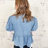 The Denim Darling Tie-Front Blouse