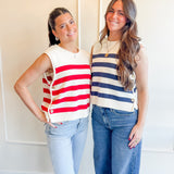 Coastal Stripe Button-Side Sweater Vest