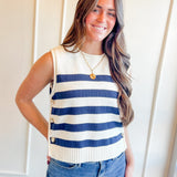 Coastal Stripe Button-Side Sweater Vest