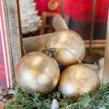 4" Gold Foil Glass Ball Ornament