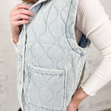 The Wavy Wonder Quilted Denim Vest