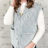 The Wavy Wonder Quilted Denim Vest