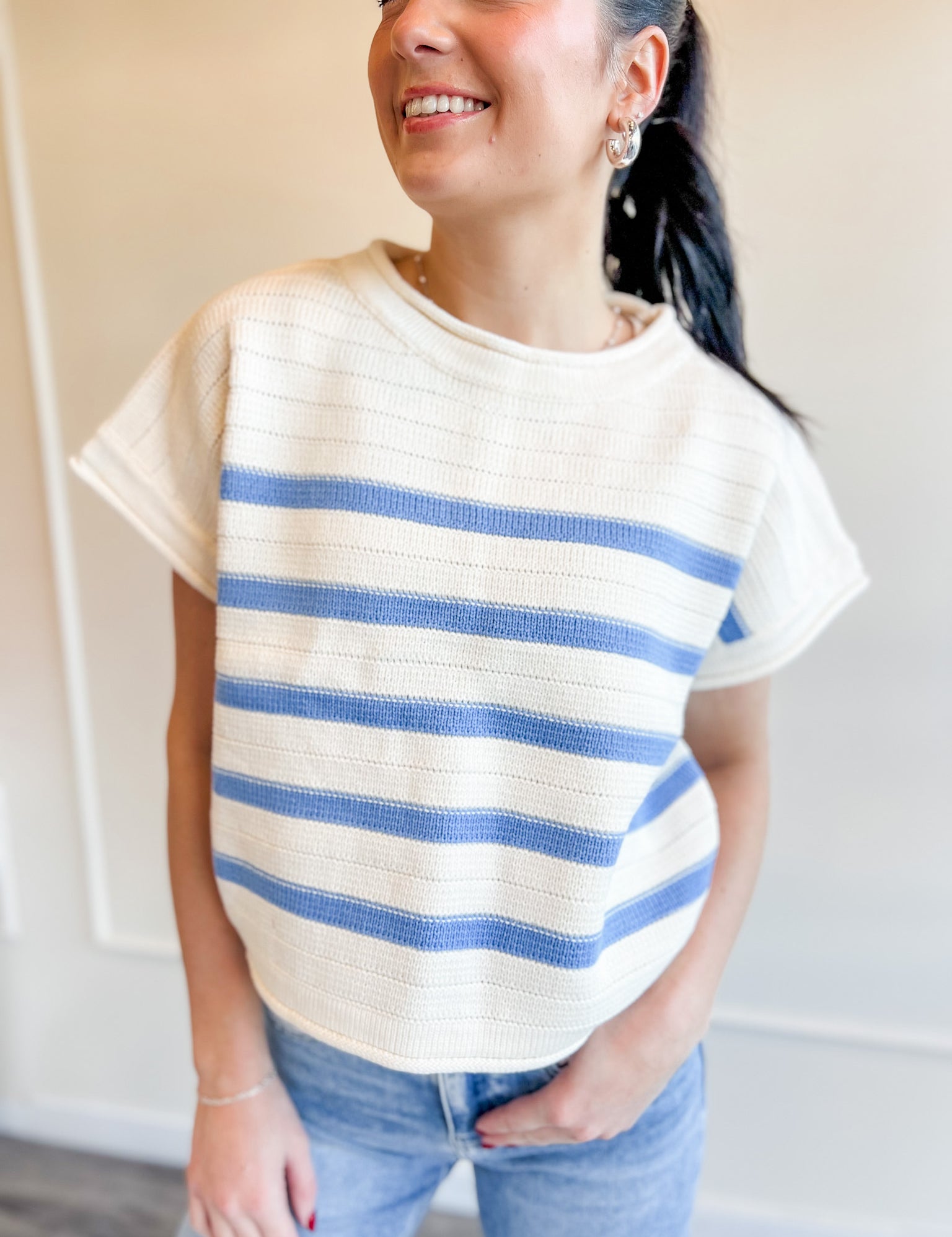 Color Pop Striped Knit Tee
