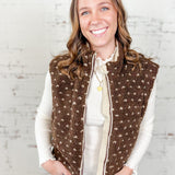 Fawn Print Sherpa Vest
