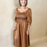Copper Glow Midi Dress