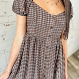 Plaid Puff Sleeve Dress