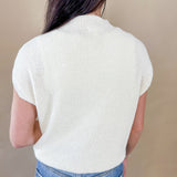 Cream Cap-Sleeve Knit Top