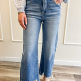 Laid-Back Light Wash Crop Flare Jean