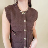 Button-Front Knit Sweater Vest