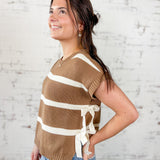 Side-Tie Striped Sweater Vest