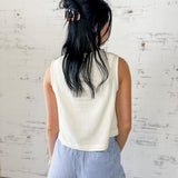 Coastal Linen Blend Button Tank