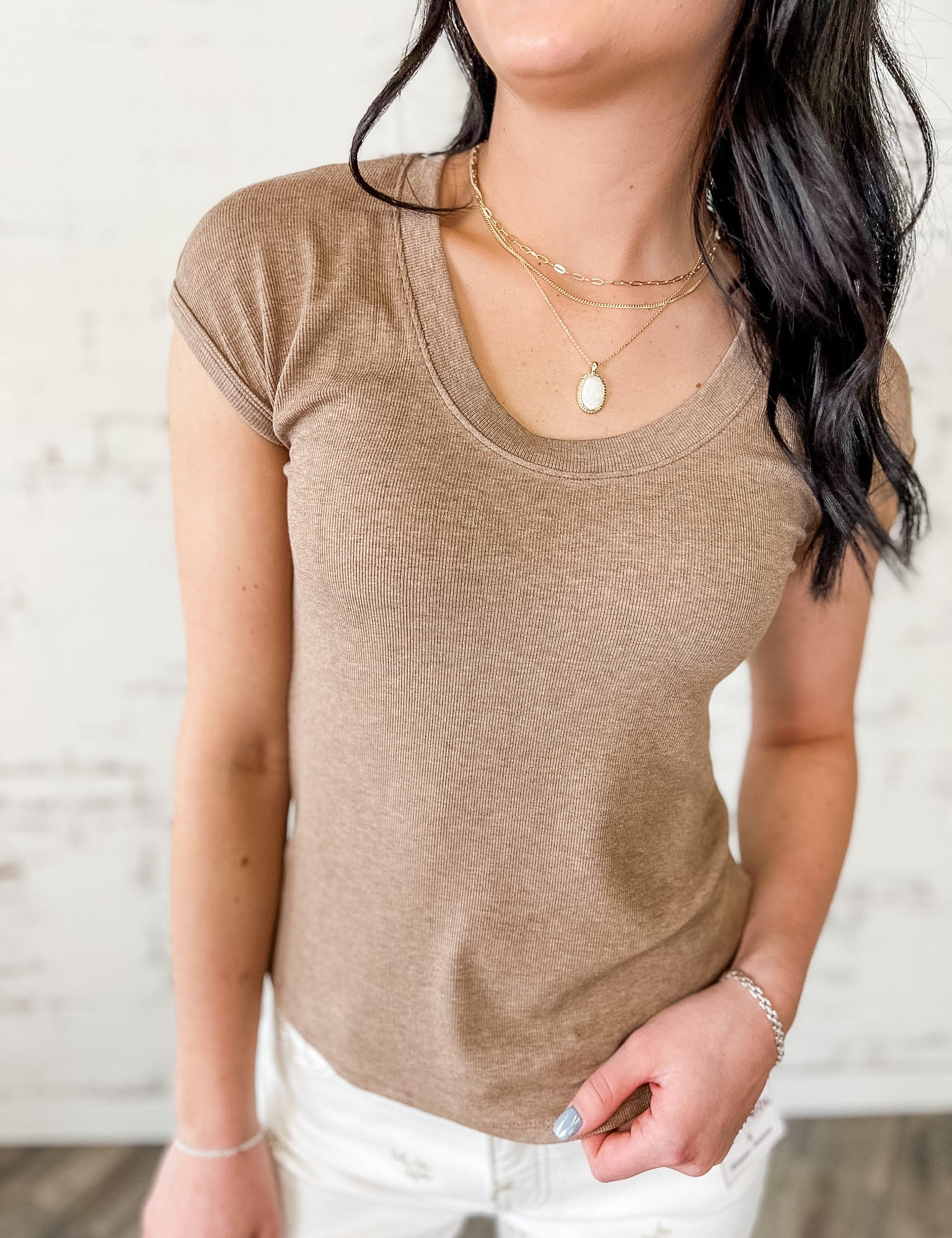 Everyday Ribbed Scoop Neck Tee
