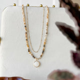 Glass Pendant Double Layered Necklace