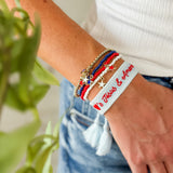 Loves Jesus and America Too Canvas Adjustable Bracelet