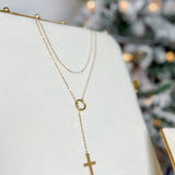 Graceful Cross Lariat Necklace