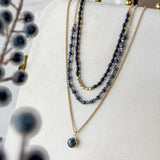 Navy Multi Chain Beaded Necklace
