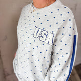 Heather Gray USA Polka Dot Crewneck Sweatshirt